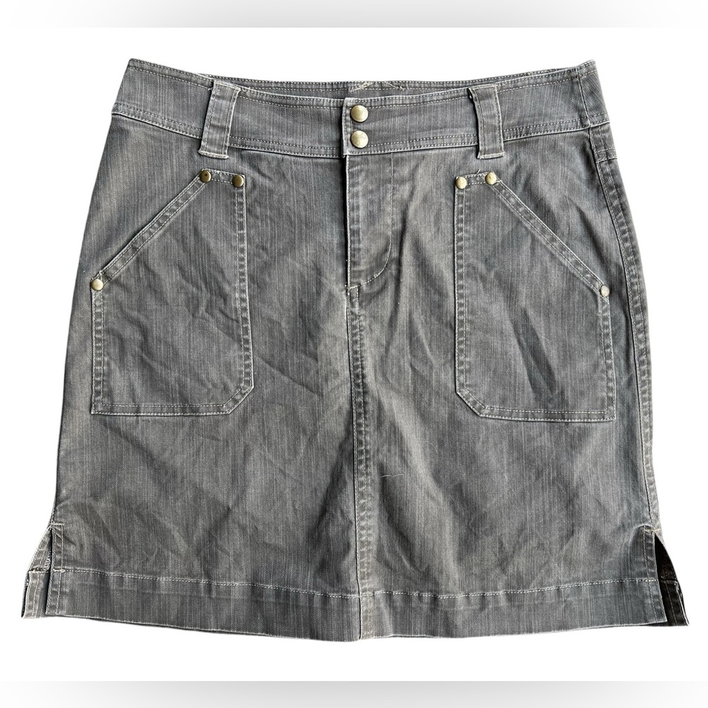 KUHL Adventure Womens Denim Skirt Olive Green Size 4‎ Outdoors Granola Neutral